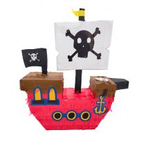 Pinata Kindergeburtstag Pirat in rot-braun und schwarz 50 x 43 cm - Thema: Kindergeburtstag - Rot/Rotbraun
