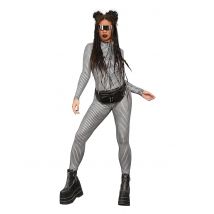 Rave Jumpsuit für Damen silber - Thema: Festivals - Silber/Grau - Größe M