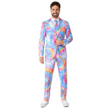 Opposuits Mr. Tie-Dye Hippiekostüm für Erwachsene blau-gelb-rosa - Thema: Fasching und Karneval - Bunt - Größe M/L (52)