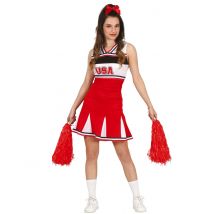 Cheerleader Kostüm rot für Damen - Thema: Fasching und Karneval - Größe 14-16 Jahre
