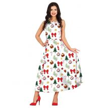 Weihnachtskleid Muster für Frauen Silvester weiß - Thema: Weihnachten und Winter - Bunt - Größe L (42-44)