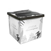 Box mit Schlitz Partydeko Happy Birthday 20 x 20 x 20 cm silber-weiß - Thema: Geburtstag und Jubiläum - Silber/Grau