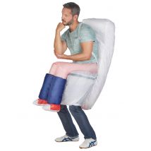 Lustiges Toiletten-Kostüm aufblasbar für Erwachsene grau - Thema: Fasching und Karneval - Weiß