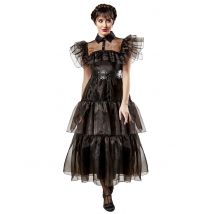 Wednesday Kostüm Ballkleid für Damen schwarz - Thema: Fasching und Karneval - Schwarz - Größe M