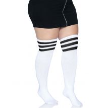 Overknee Strümpfe in Übergröße Kostümaccessoire weiß-schwarz - Thema: Fasching und Karneval - Weiß - Größe XL/XXL