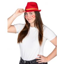 Spanien Fan Hut für Erwachsene - Thema: Mottoparty - Rot/Rotbraun