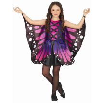 Schmetterling-Kostüm für Mädchen einteilig - Thema: Fasching und Karneval - Schwarz - Größe 110/116 (5-6 Jahre)