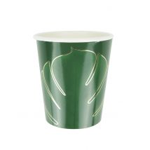 Pappbecher Einweggeschirr Dschungelblätter 8 Stk. 200ml - Thema: Fasching und Karneval - Grün
