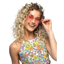 Große Hippiebrille für Erwachsene rosa - Thema: Fasching und Karneval - Rosa/Pink