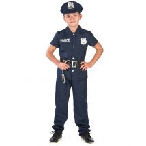 Polizei Kostüm für Kinder kurzärmelig dunkelblau - Thema: Fasching und Karneval - Blau - Größe 110-122 (4-6 Jahre)