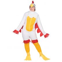 Huhn Kostüm für Erwachsene weiß gelb rot - Thema: Fasching und Karneval - Bunt - Größe XL / XXL