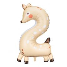 Rehkitz Folienballon Nummer 2 - Thema: Geburtstag und Jubiläum - Beige