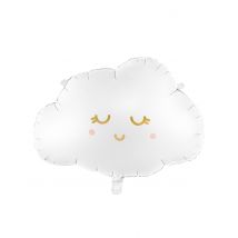 Lächlende Wolke Folienballon 51 cm x 35,5 cm - Thema: Fasching und Karneval - Weiß