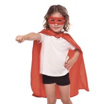 Superhelden Umhang und Maske Set für Kinder rot - Thema: Fasching und Karneval - Rot/Rotbraun