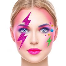 Gesichtssticker glitzernd rosa-grün - Thema: CSD - Rosa/Pink