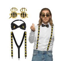 Dollar Accessoire Set Erwachsene - Thema: Fasching und Karneval - Gold