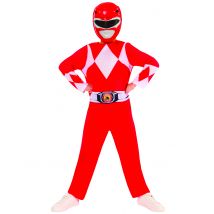Roter Power Ranger Kostüm für Kinder - Thema: Fasching und Karneval - Größe 116/128 (7-8 Jahre)