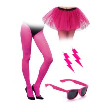 80er Jahre Set Neon Rosa Erwachsene - Thema: CSD - Rosa/Pink