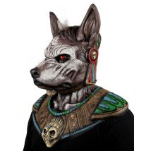 Vollmaske Monster Hundekopf für Erwachsene - Thema: Halloween - Silber/Grau