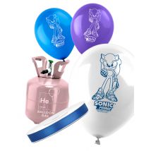 Heliumflaschen Set mit 10 Sonic Latexballons und Band