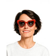 Vintage Sonnenbrille in Herzform, rot - Thema: CSD - Rot/Rotbraun