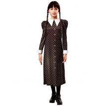 Wednesday Addams Kostüm kinder - Thema: Fasching und Karneval - Schwarz-Weiß - Größe 116/128 (7-8 Jahre)