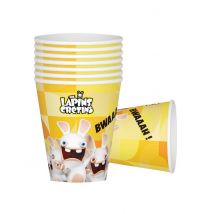 8 Pappbecher Raving Rabbids 200 ml - Thema: Geburtstag und Jubiläum - Gelb/Blond