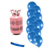 Heliumflaschen Set mit 12 metallisch dunkelblauen Ballons - Thema: Fasching und Karneval - Blau
