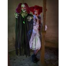 Deko Horrorclown hängend und animiert 130 cm - Thema: Halloween - Schwarz