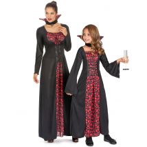 Vampir Paarkostüm für Erwachsene und Kind - Thema: Halloween - Schwarz