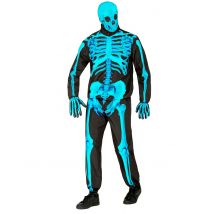 Skelett Kostüm für Erwachsene Neonblau Halloween - Thema: Halloween - Blau - Größe M