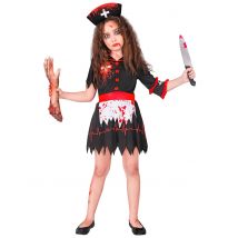 Zombie Krankenschwester Kostüm für Mädchen schwarz - Thema: Halloween - Schwarz - Größe 128 (5-7 Jahre)
