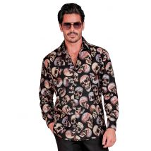 Hemd mit Totenköpfen für Herren Schwarz Halloween - Thema: Halloween - Silber/Grau - Größe XXL