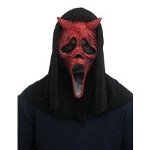 Scream Teufelsmaske für Erwachsene Rot mit Strasssteinen - Thema: Halloween - Schwarz