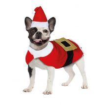Weihnachts Kostüm für Hund kleiner Weihnachtsmann Outfit - Thema: Weihnachten und Winter - Weiß - Größe M