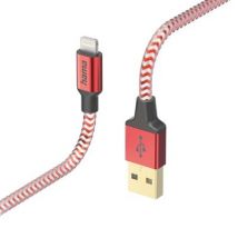 Hama Reflective USB-A naar Lightning Kabel - Oplaadkabel geschikt voor iPhone / iPad - Gevlochten nylon - MFI-gecertificeerd - 2,4A USB 2.0 - 480Mbps - 150cm - Rood