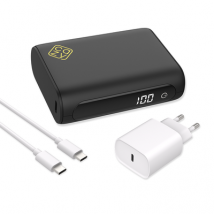 Powerbank 10000 mah bundel - USB-C PD Powerbank 10.000mAh Zwart + Power Delivery USB-C Oplader 20W + USB-C naar USB-C - Geschikt voor Samsung Smartphones / Tablets - 150cm