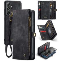 Caseme Hoesje geschikt voor Samsung Galaxy S24 FE - Luxe Leren Portemonnee Hoesje - Zwart