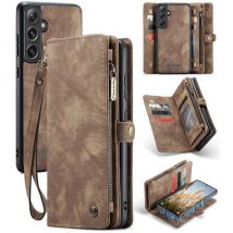 Caseme Hoesje geschikt voor Samsung Galaxy S24 FE - Luxe Leren Portemonnee Hoesje - Bruin