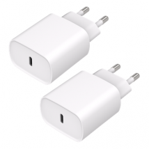 USB C Adapter - 20W USB USB C Oplader - Universele Snellader - Geschikt voor Apple/Samsung - Wit - 2 Stuks