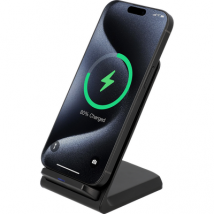 Cazy Draadloze Oplader Telefoon Stand 15W - Snelladen & USB-C - Geschikt voor Qi-Gecertificeerde Toestellen - Oplaadstandaard met LED Lampje - Zwart