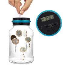 Digitale Spaarpot Met Munten Teller - Spaarpot voor Kinderen - Capaciteit voor 800 tot 1000 EURO munten - 120 x 218 mm - Spaarpot voor jongens en meisjes - 1.8L - Transparant