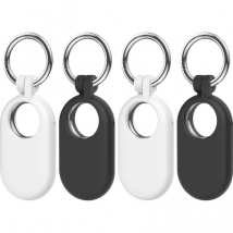 Hoesje geschikt voor Samsung SmartTag2 - Siliconen Sleutelhanger Hoesje - Zwart/Wit - 4 stuks