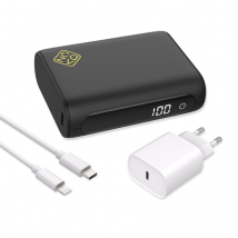 Powerbank 10000 mah bundel - USB-C PD Powerbank 10.000mAh Zwart + Power Delivery USB-C Oplader 20W + USB-C naar Lightning Kabel - Geschikt voor Apple iPhone / iPad - MFi gecertificeerd - 150cm