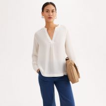 Blouse en soie, col V, manches longues