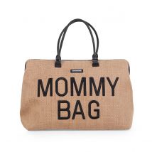 Childhome mommy bag bolso cambiador de rafia. Color Beige