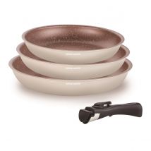Set van 3 pannen met handgreep