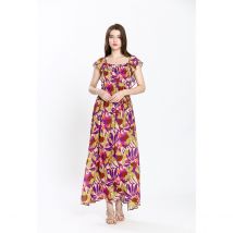 Robe longue imprimée, col carré