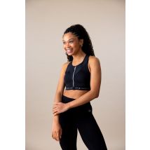 Sujetador top deportivo con cremallera, sujeción extrema Mujer Talla 95D. Color Negro