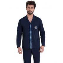 Lange pyjama het hemdskraag, in katoen